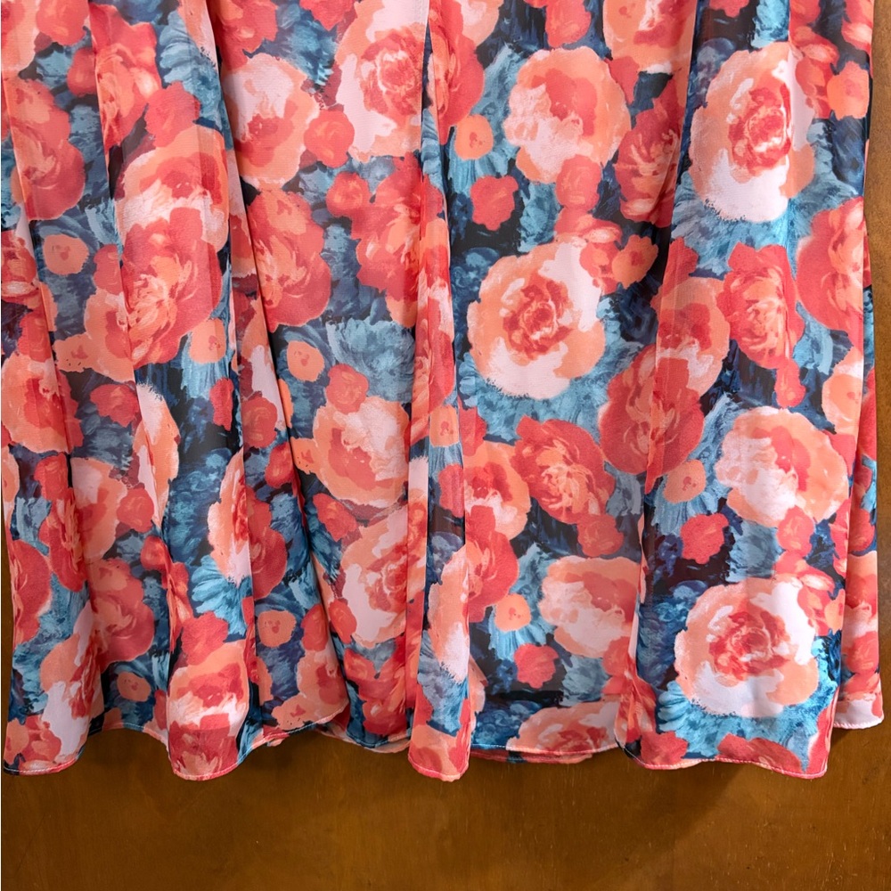 Vintage Laura Ashley Pink Floral Rose Midi Skirt Asymmetrical Y2K 90s 1X NWT Mod - Picture 4 of 10